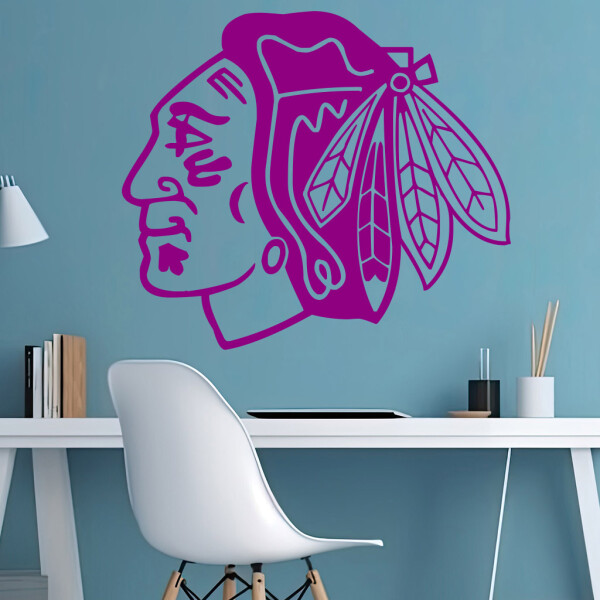 Samolepka Hokejový tým Chicago Blackhawks Barva: fialová, Velikost: 80 x 69 cm