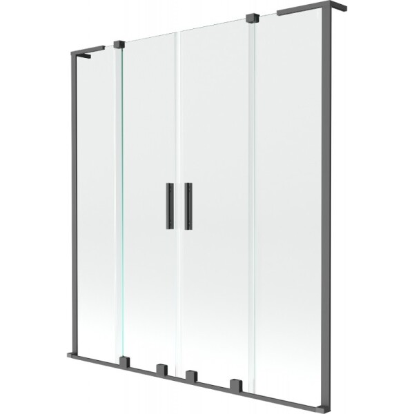 MEXEN/S - Velar L Duo dvoukřídlá posuvná vanová zástěna 150 x 150, transparent, grafit metal 896-150-003-02-95