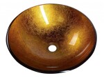 SAPHO - AGO skleněné umyvadlo na desku Ø 42 cm, zlatě oranžová 2501-19