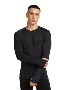 Pánské merino tričko s dlouhým rukávem ICEBREAKER Mens 125 ZoneKnit LS Crewe, Black velikost: L