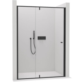 CERANO - Sprchové pivotové dveře Santini L/P - 6 mm - černá matná, transparentní sklo - 140x195 CER-428779