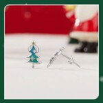 Stříbrné vánoční náušnice ve tvaru stromečku – stříbro 925/1000, Stříbrná