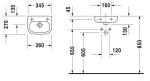 DURAVIT - D-Code Umývátko 36x27 cm, s 1 otvorem pro baterii vpravo, alpská bílá 07053600082