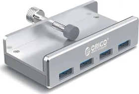 Orico MH4PU-SV-BP stříbrná / USB hub / 4x USB-A 3.0 / upínací úchyt / hliníkové tělo (MH4PU-SV-BP)