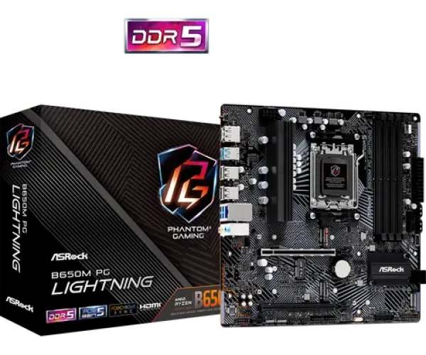 ASRock B650M PG LIGHTNING / B650 / AM5 / 4x DDR5 / 1x 2.5GLAN / mATX (90-MXBMV0-A0UAYZ)