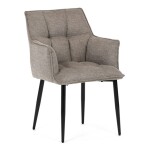 Židle jídelní, hnědá vodoodpudivá látka, černý matný lak, kovové nohy