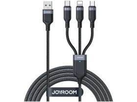 Joyroom S-1T3018A18 Nabíjecí kabel USB-A (M) - USB-C + MicroUSB + Lightning (M) 3.5A 1.2m černá (S-1T3018A18 1.2m Bl)