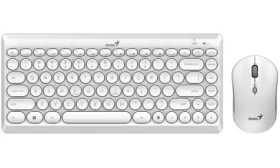 GENIUS LuxeMate Q8000 bílá / bezdrátová klávesnice a myš / USB/ retro design/ CZ+SK layout (31340013412)