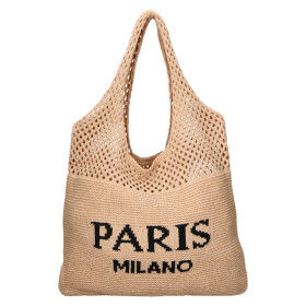 Stylová háčkovaná kabelka na rameno Paris, béžová