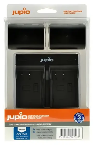 Jupio DMW-BLF19E / Sada akumulátorů a USB nabíječka / 2x 1860 mAh / pro Panasonic (CPA1003)