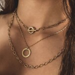 Ocelový náhrdelník Denisa Gold, chirurgická ocel, Zlatá 57 cm
