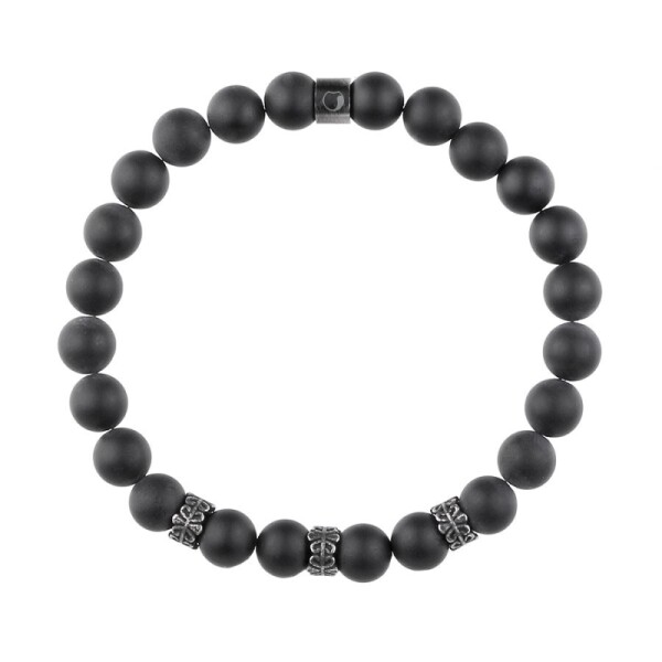 Korálkový náramek Adam - 8 mm přírodní matný onyx, Černá 21 cm