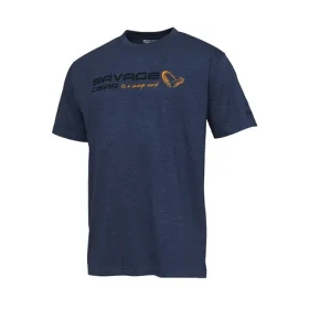 Savage Gear Tričko Signature Logo T-Shirt Blue Melange XL (73657)