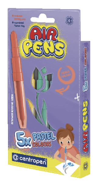 Centropen 1500 Foukací fixy na papír Pastel sada 5 barev