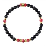 Pánský korálkový náramek - 6 mm onyx, červený jaspis, Červená 21 cm