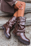 Dámské kozačky s ohrnutou holenicí do poloviny lýtka Darisa – čokoládové Velikost: 39