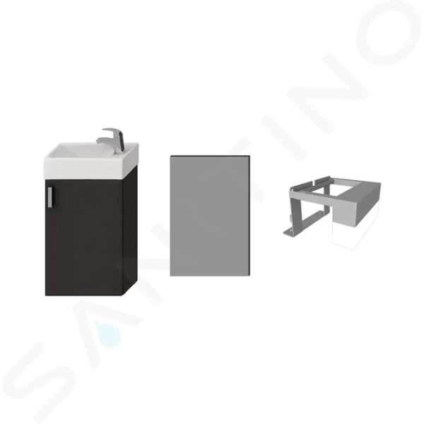 JIKA - Petit Skříňka s umývátkem, 386x221x585 mm, zrcadlo, osvětlení, šedá H4535141753011