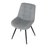 Židle jídelní, šedá látka, černý kov, otočný mechanismus 90°/90° (L/P) - funkce reset