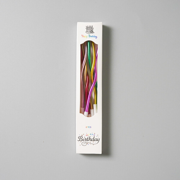 Dortové svíčky zakroucené metalické barevné 6ks