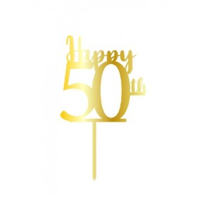Cesil Zapichovací plastová dekorace zlatá Happy 50th