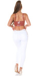 Sexy Koucla Latex Look Träger Crop Top barva white velikost S