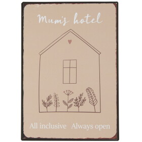 Ib Laursen Plechová cedule Mum's Hotel, béžová barva, kov