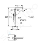 GROHE - Lineare Vanová baterie do podlahy, s příslušenstvím, kartáčovaný Hard Graphite 23792AL1