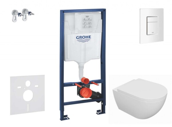 GROHE - Rapid SL Set předstěnové instalace, klozetu Oudee a sedátka softclose, tlačítko Skate Cosmopolitan, alpská bílá SANI11BA3100