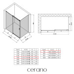 CERANO - Sprchový kout Santoro L/P - 8 mm - černá matná, transparentní sklo - 130x70x195 - posuvný CER-8050BD7330