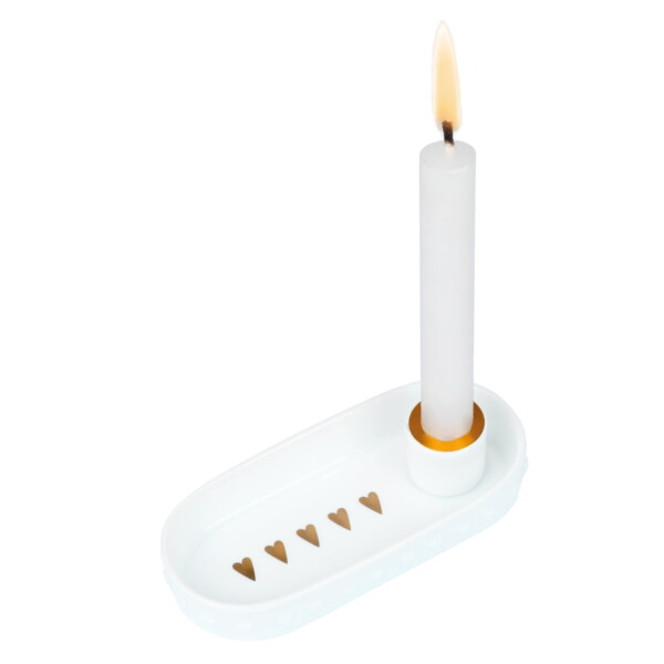Räder Porcelánový svícen Gold Hearts, bílá barva, porcelán