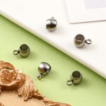 Korálek z nerezové oceli s širokým průvlekem - korálek s očkem - platinový - 9 x 5 mm - 1 ks