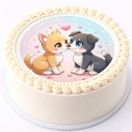 Obrázek Jedlý papír na dort Koťátko s pejskem a srdíčka