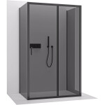 CERANO - Třístěnný sprchový kout Varone LINE U L/P - 6 mm - černá matná, grafitové sklo - 160x100x195 - posuvný CER-8050BD7896