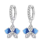 Stříbrné visací náušnice modrá Orchidej - stříbro 925/1000, Modrá