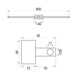 Koupelnové nástěnné LED svítidlo APP1891-1W 80 cm GOLD OSW-66046