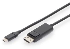 Digitus USB-C - DisplayPort černý / Kabel adaptérový / 2.0 m / 4K/60Hz / pozlacené konektory (AK-300333-020-S)