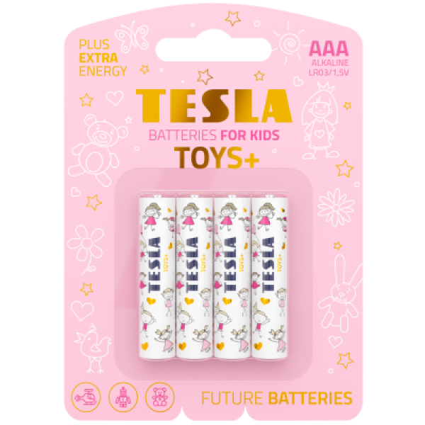 TESLA TOYS+ GIRL alkalická baterie AAA 4 ks / LR03 / mikrotužková / blister (11030421)