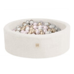 PLUSH NEST PLUSH NEST Suchý bazén kulatý krémový beránek Ø 90 × 30 cm s 200 míčky