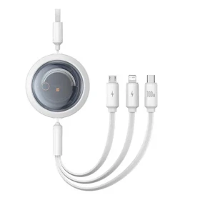 Baseus P10368700211-02 Rychlonabíjecí kabel 3v1 USB-A - microUSB USB-C Lightning (100W) 1.1m bílá (P10368700211-02)