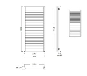 Instalprojekt - Koupelnový radiátor FRAME SLIM - Barva - Bílá, Doporučená topná tyč - 300 W, Rozměr A - 40 cm, Rozměr C - 110 cm, Skutečný rozměr radiátoru - 400 × 1078 mm RADFRAS401134