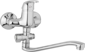 JB Sanitary Nástěnná umyvadlová a sprchová baterie SLIM, rozteč 100 mm, otočný přepínač, bez příslušenství, S ramínko 250 mm A10 32 20