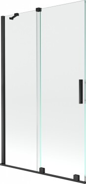 MEXEN/S - Velar Dvoukřídlá posuvná vanová zástěna 110 x 150 cm, transparent, černá 896-110-000-01-70