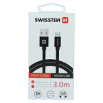 Swissten kabel TextilemICRO USB 3,0m, černá