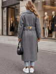 Dlouhý dámský kabát s páskem na přechodné období, tmavě šedý, FashionStreet NY0773 XXL