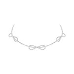 Choker náhrdelník Carlita - mašle, Stříbrná 40 cm + 5 cm (prodloužení)