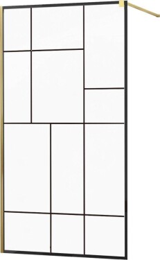 MEXEN - KIOTO Sprchová zástěna WALK-IN 110x200 cm 8 mm, zlatá, černý vzor 2 800-110-101-50-78