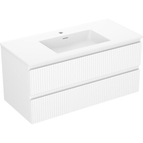 MEXEN/S - Rivel koupelnová skříňka 100 cm s umyvadlem Otis, 2 zásuvky, reliéf , bílá mat 91A20-10047-2-BFF01-W18M01