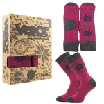 VOXX Sada zimních ponožek a pletených palčáků ALTA SET z merino vlny a alpaky MAGENTA 35-38 118280