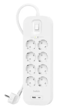 Belkin Prodlužovací zásuvka s přepěťovou ochranou 8x 900J / Prodlužovací zásuvka / USB-A+C 18W / 2m kabel (SRB003VF2M-V2)