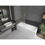 MEXEN/S - Next L vanová zástěna FIX 90 x 150, vzor, zlato kartáčovaný 895-090-000-03-30-55